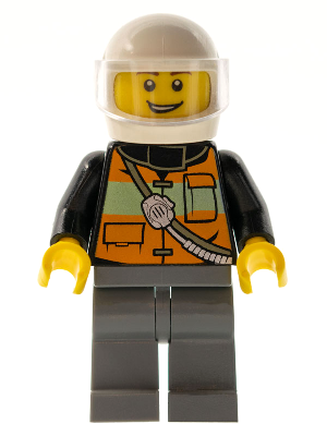 Fire - Reflective Stripe Vest with Pockets and Shoulder Strap,White Helmet, Brown Eyebrows (cty0587)