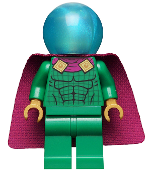 Mysterio - Light Bluish Gray Head, Satin Trans-Light Blue Helmet, Single Hole Cape (sh0681)