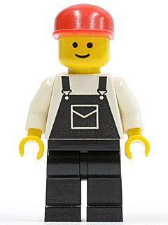 Overalls Black with Pocket, Black Legs, Red Cap (ovr014)