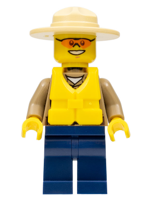Forest Police - Dark Tan Shirt with Pockets, Radio and Gold Badge, Dark Blue Legs, Campaign Hat, Orange Sunglasses, Life Jacket Center Buckle (cty0284)