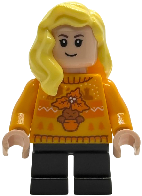 Hannah Abbott - Bright Light Orange Holiday Sweater, Black Short Legs (hp592)