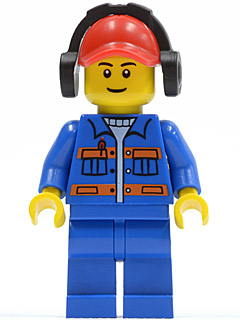 Blue Jacket with Pockets and Orange Stripes, Blue Legs, Red Cap with Hole, Headphones (cty0420)