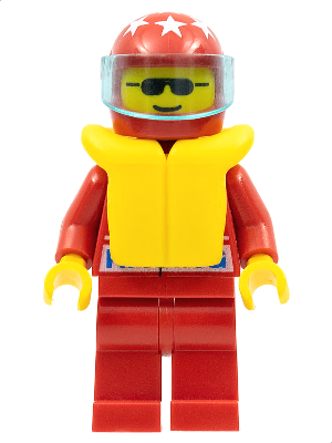 Octan - Racing, Red Legs, Red Helmet 7 White Stars, Trans-Light Blue Visor, Life Jacket (oct036)