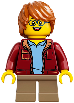 Child - Boy, Dark Red Jacket, Dark Tan Short Legs, Dark Orange Tousled Hair, Glasses (idea055)
