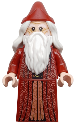 Albus Dumbledore - Dark Red Robe, White Hair, Printed Arms (hp488)