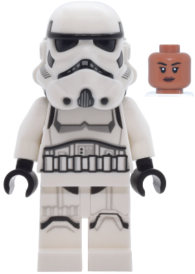 Imperial Stormtrooper - Female, Dual Molded Helmet with Light Bluish Gray Panels on Back, Shoulder Belts, Sienna Head (sw1464)