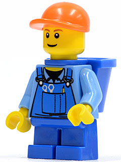 Overalls with Tools in Pocket Blue, Orange Short Bill Cap, Blue Short Legs, D-Basket (Undetermined Eyebrows) (cty0214)