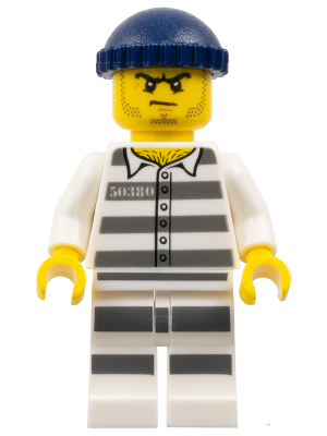 Police - Jail Prisoner 50380 Prison Stripes, Stubble, Dark Blue Knit Cap (cty1127)