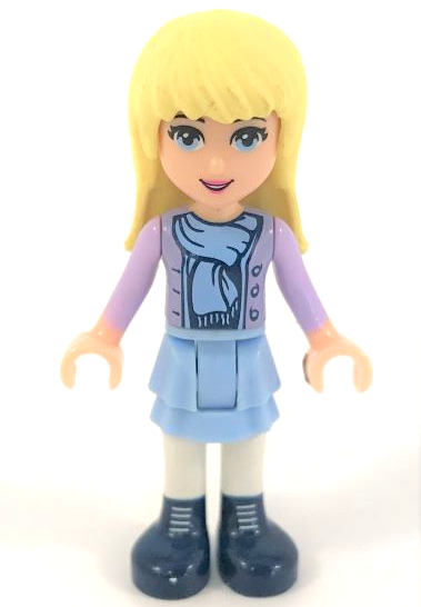 Friends Stephanie - Bright Light Blue Layered Skirt, Medium Lavender Jacket, Scarf (frnd0053)