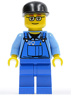 Overalls with Tools in Pocket Blue, Black Cap, Glasses (ovr039)
