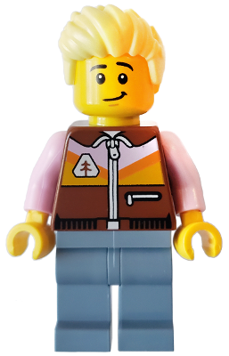 Camper - Male, Reddish Brown Jacket, Sand Blue Legs, Bright Light Yellow Spiked Hair Swept Up (idea150)