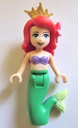 Ariel, Mermaid (Light Nougat) - Medium Lavender Shell Bra Top, Bright Green Tail, Medium Azure Eyes, Bright Pink Flower, Pearl Gold Tiara (dp023)