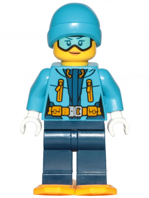 Arctic Explorer - Female, Dark Blue Legs, Dark Azure Beanie, Medium Azure Ski Goggles, Bright Light Orange Snowshoes (cty0906)