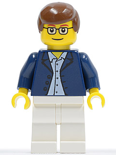 Dark Blue Jacket, Light Blue Shirt, White Legs, Square Glasses, Brown Male Hair (game007)