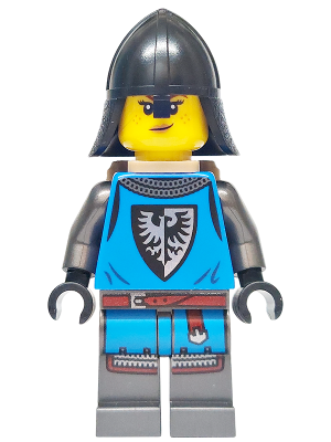 Forest Stronghold Black Falcon Soldier - Female, Pearl Dark Gray Detailed Legs, Helmet with Neck Protector, Dark Tan Backpack (bdp172)