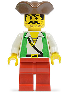 Pirate Green Vest, Red Legs, Brown Pirate Triangle Hat (pi049)