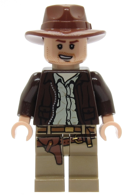 Indiana Jones - Dark Brown Jacket, Reddish Brown Fedora, Open Mouth Lopsided Grin (iaj044)