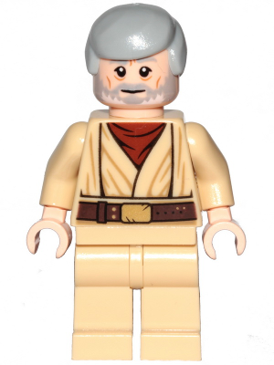 Obi-Wan Kenobi - Old, Light Bluish Gray Hair, Beard with White Highlights (sw1084)
