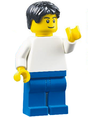 Plain White Torso, Blue Legs, Black Tousled Hair, Black Eyebrows (edu005)