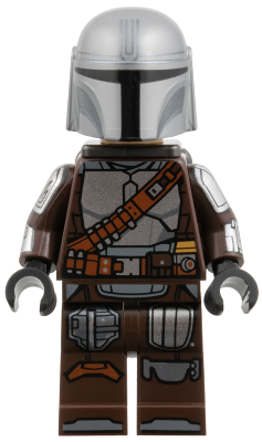 The Mandalorian / Din Djarin / 'Mando' - Silver Beskar Armor, Jetpack, Printed Head, Reddish Brown and Dark Silver Knee Pads (sw1519)