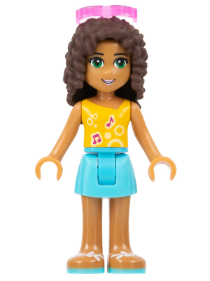 Friends Andrea - Medium Azure Skirt, Bright Light Orange Top with Music Notes, Sunglasses (frnd0169)