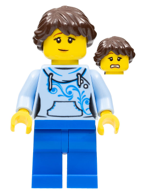 Ludo Blue - Female, Bright Light Blue Hoodie, Blue Legs, Dark Brown Braided Ponytail (twn348)