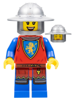 Lion Knight - Female, Flat Silver Broad Brim Helmet (cas561)