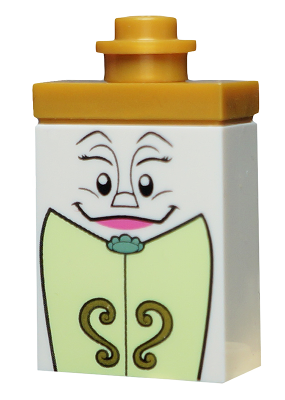 Wardrobe - Printed Brick 1 x 2 x 2, Pearl Gold Top (dp093)