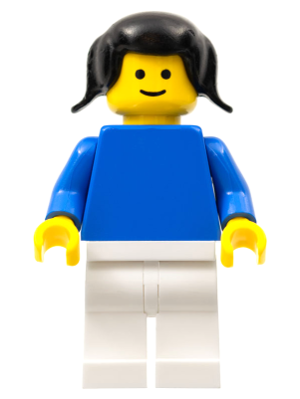 Plain Blue Torso with Blue Arms, White Legs, Black Pigtails Hair (fmf002)