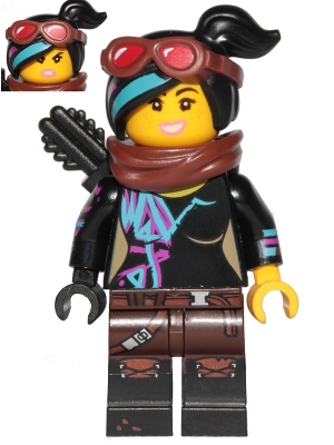 Lucy Wyldstyle with Black Quiver, Reddish Brown Scarf and Goggles, Open Mouth Smile / Angry (tlm117)