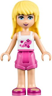 Friends Stephanie - Dark Pink Shorts, White Top with Stars (frnd0102)