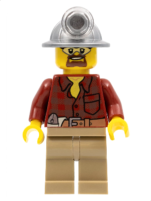 Flannel Shirt with Pocket and Belt, Dark Tan Legs, Mining Helmet, Safety Goggles (cty0334)