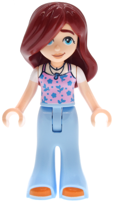 Friends Paisley - Bright Pink Tank Top, Bright Light Blue Trousers Bell-Bottoms, Orange Shoes (frnd0867)