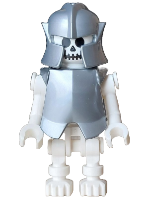 Skeleton - Standard Skull, Bent Arms Vertical Grip, Flat Silver Helmet and Armor Breastplate (Colin the Fighter) (idea187)