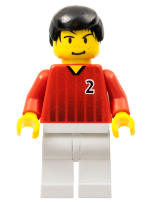 Soccer Player - Red and White Team with Number 2 (soc086)