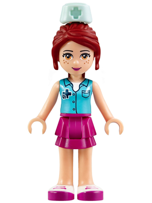 Friends Mia - Magenta Layered Skirt, Medium Azure Top with Cross Logo and Nurse Hat (frnd0174)
