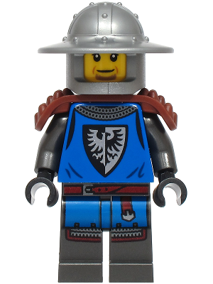 Black Falcon - Male, Pearl Dark Gray Detailed Legs, Flat Silver Helmet with Broad Brim, Reddish Brown Spiked Shoulder Pads (bdp217)