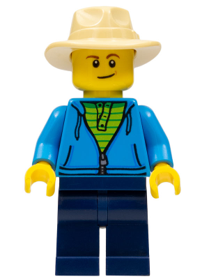 Fisherman, Dark Azure Jacket, Dark Blue Legs, Tan Fedora Hat (bdp039)