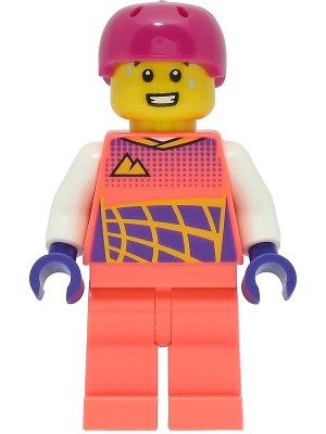 Cyclist - Male, Coral Racing Suit, Magenta Helmet (cty1470)
