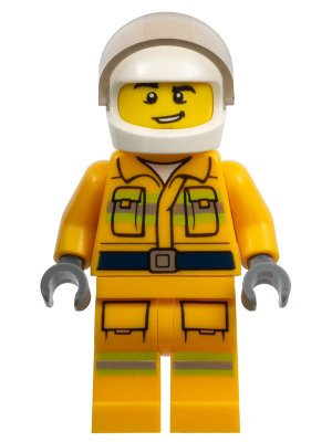 Fire - Reflective Stripes, Bright Light Orange Suit, White Helmet, Crooked Grin (cty1114)