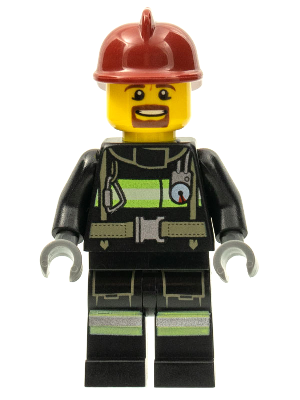 Fire - Reflective Stripes with Utility Belt, Dark Red Fire Helmet, Brown Beard (cty0717)