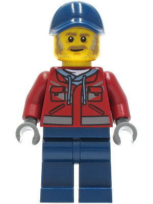 Truck Driver - Male, Dark Red Hooded Sweatshirt, Dark Blue Legs, Dark Blue Cap (cty1284)