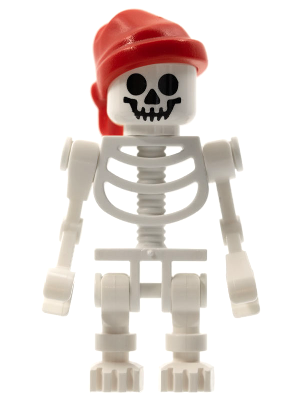 Skeleton, Fantasy Era Torso with Standard Skull, Mechanical Arms, Red Bandana with Single Tail in Back (gen036)