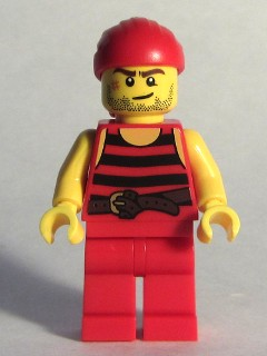 Pirate 5 - Black and Red Stripes, Red Legs, Scar (pi166)