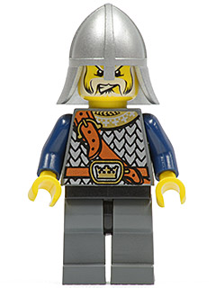 Fantasy Era - Crown Knight Scale Mail with Chest Strap, Helmet with Neck Protector, White Moustache and Beard (cas348)