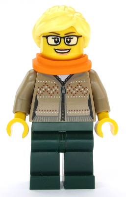 Hot Drinks Stand Clerk - Female, Dark Tan Sweater, Scarf, Ponytail (cty1084)
