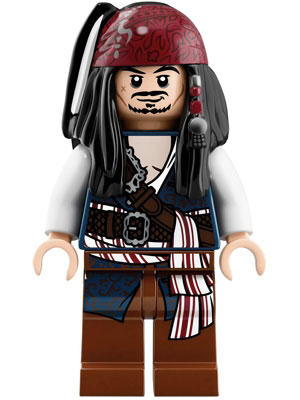 Captain Jack Sparrow - White Shirt, Dark Blue Vest with Filigree, Bandana (poc035)