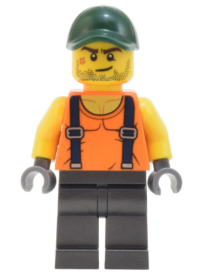 Skyline Express Man - Orange Shirt with Suspenders, Pearl Dark Gray Legs, Dark Green Cap (bdp021)
