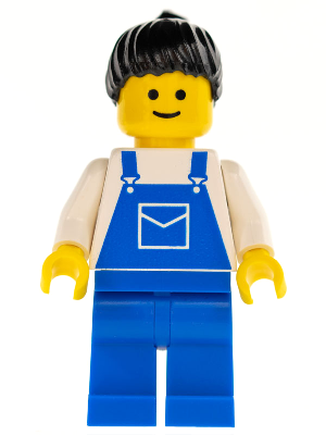 Overalls Blue with Pocket, Blue Legs, Black Ponytail Hair (ovr028)
