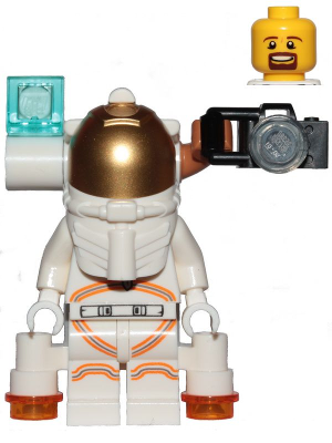 Astronaut - Male, White Spacesuit with Orange Lines, Side Camera and Lamp, Goatee (cty1092)